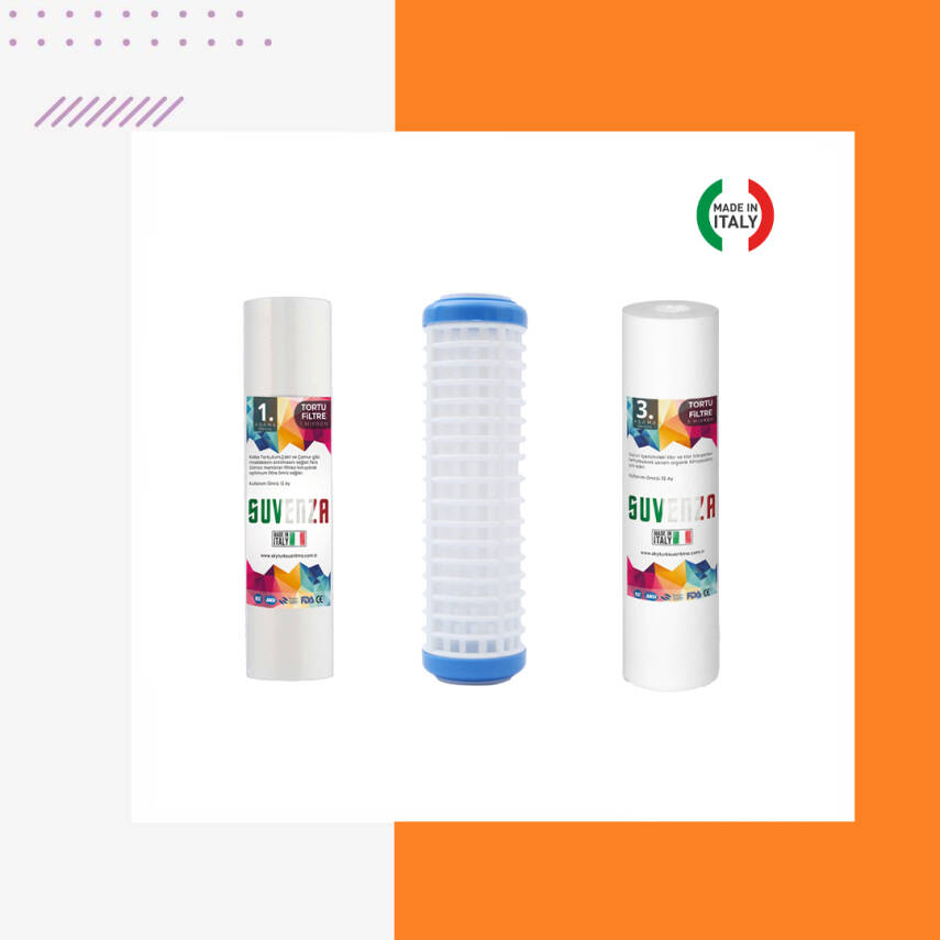 Atlas Daire Bina Sayaç Girişi 3 Aşama Su Arıtma Cihazı Yedek Filtre Seti - 1