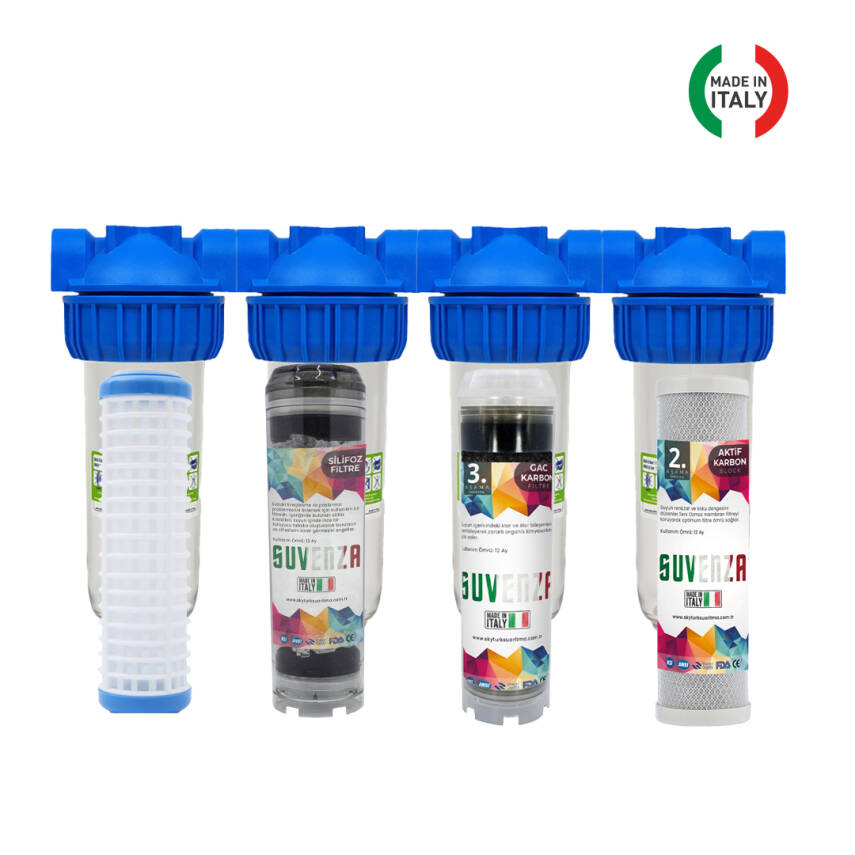 Atlas Daire Bina Sayaç Girişi 4 Aşama Su Arıtma Sistemi Yıkanabilir - Gac - Silifoz - Blok Karbon - 2