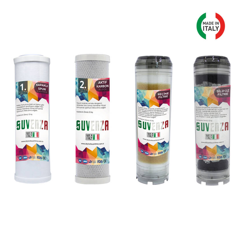 Atlas Daire Ve Bina Girişi 4 Aşamalı Su Yumuşatma Cihazı (Kapaklı Spun - Blok - Reçine - Silifoz) Yedek Filtre Seti - 2