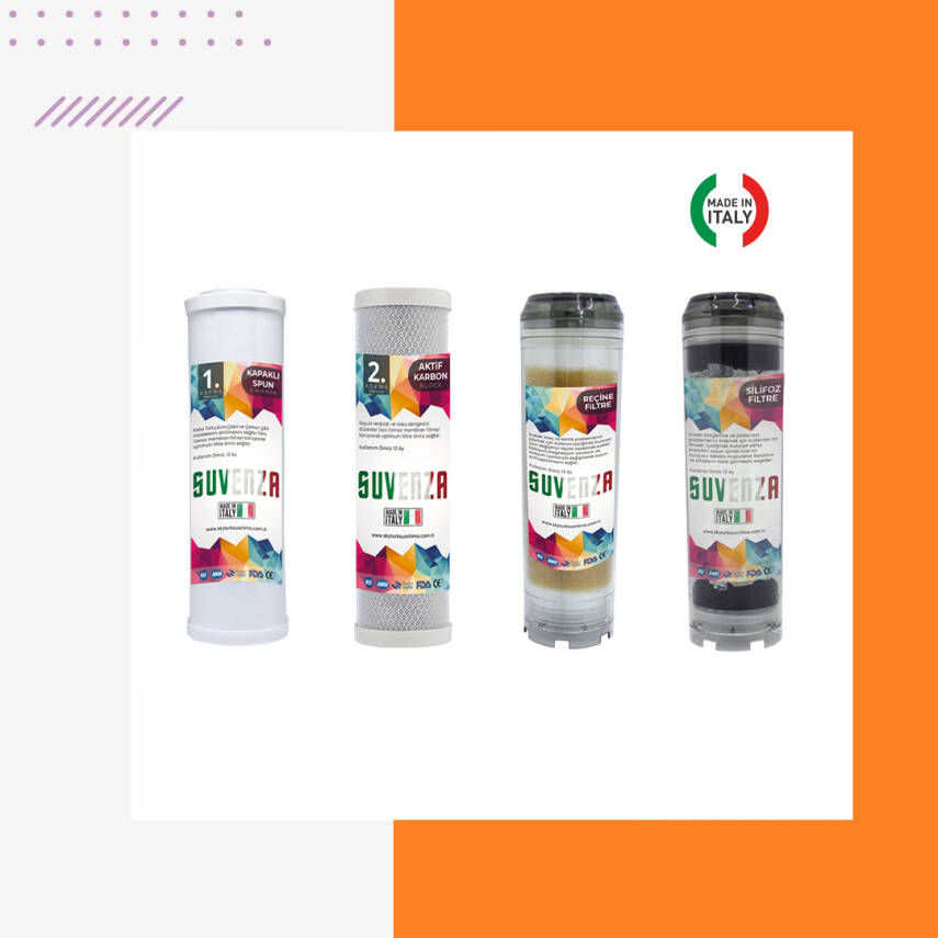 Atlas Daire Ve Bina Girişi 4 Aşamalı Su Yumuşatma Cihazı (Kapaklı Spun - Blok - Reçine - Silifoz) Yedek Filtre Seti - 1