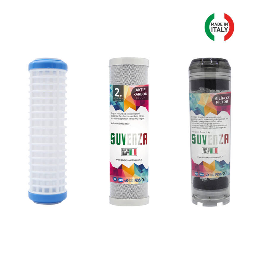 Atlas Üçlü Su Filtresi Daire Ve Bina Girişi İçin Üçlü Set Arıtma Sistemi Yedek Filtre Seti - 2