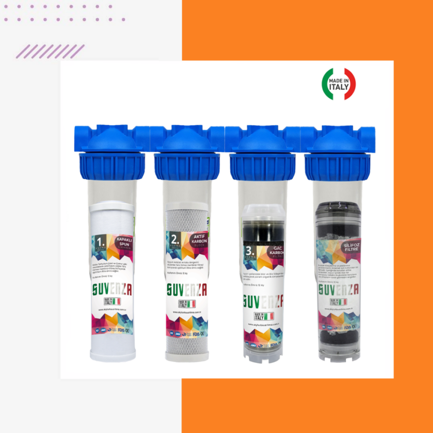 Atlas Villa Girişi 4 Aşamalı Su Yumuşatma Cihazı (Kapaklı Spun - Blok - Gac Plus - Silifoz) - 1