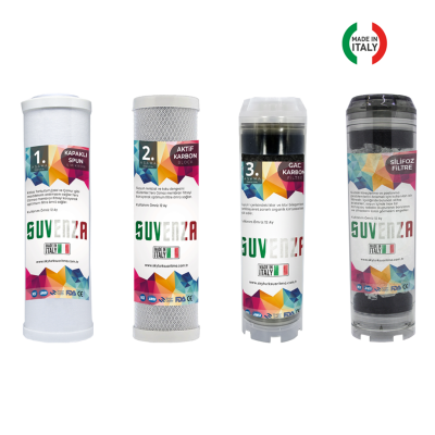 Atlas Villa Girişi 4 Aşamalı Su Yumuşatma Cihazı (Kapaklı Spun - Blok - Gac Plus - Silifoz) - Yedek Filtre Seti - 2