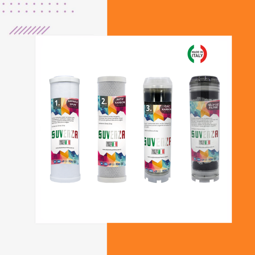 Atlas Villa Girişi 4 Aşamalı Su Yumuşatma Cihazı (Kapaklı Spun - Blok - Gac Plus - Silifoz) - Yedek Filtre Seti - 1